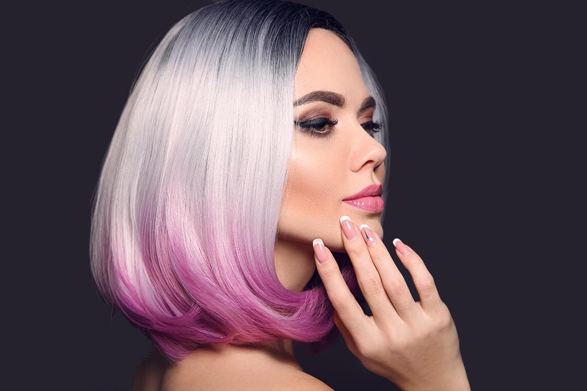 Model with creative ombre hair color